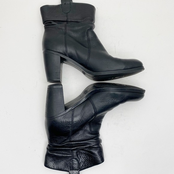 Circa Joan David Kirstin Black Leather Slouchy Heel Western Ankle Boots Women 7M - Picture 3 of 8